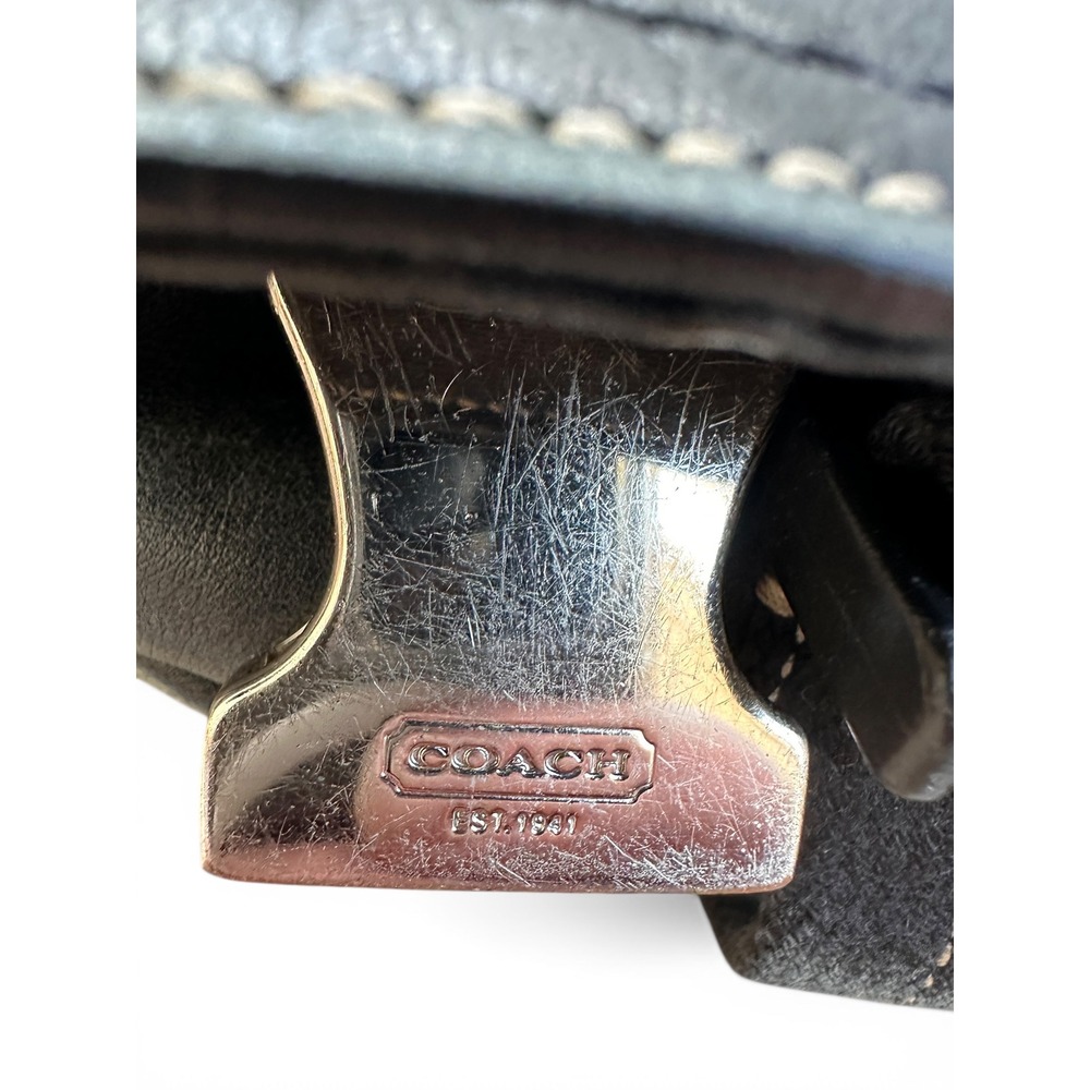 Coach Leather Messenger Bag Mens Black Fair Condition Contrast Stitch Briefcase - Picture 10 of 11